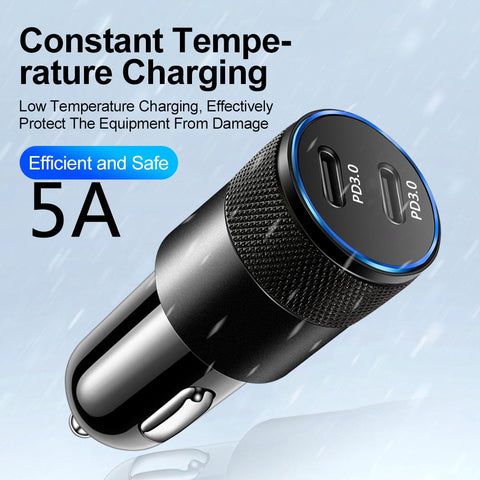 Double PD3.0 60W Car Quick Charger USB Type C-PA01139-Veeddydropshipping