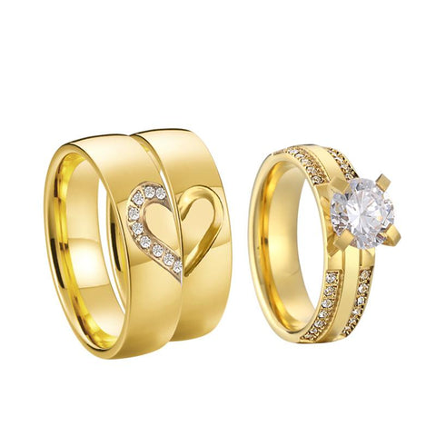 Wedding Set Lovers Alliance Big Stone Engagement Ring  -JW00419-Veeddydropshipping