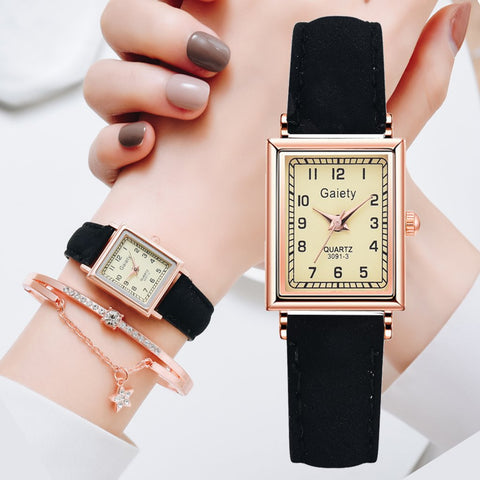 Leather Belt Dress Quartz Clock Square Dial Sport Casual -JW01114-Veeddydropshipping