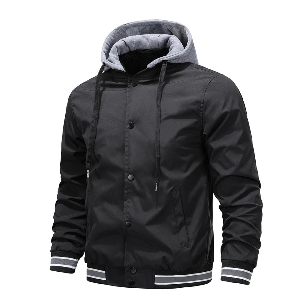 Drawstring Detachable Hooded Jacket-Veeddydropshipping