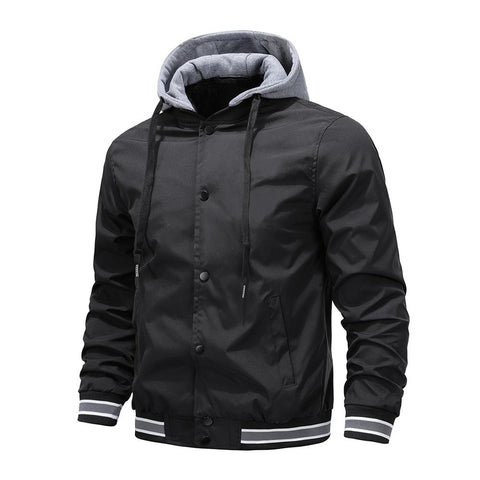 Drawstring Detachable Hooded Jacket-Veeddydropshipping