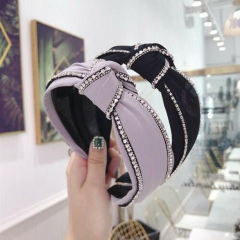 Ladies Crystal Tie Headband Hairband-WF01098-Veeddydropshipping