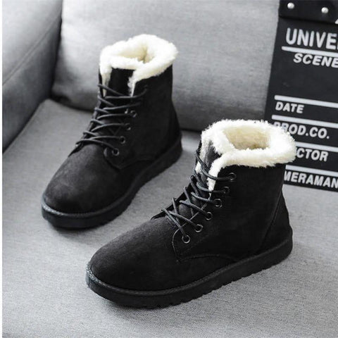 Snow Boots Female Boots Warm Lace Flat with Women-BS01002-Veeddydropshipping