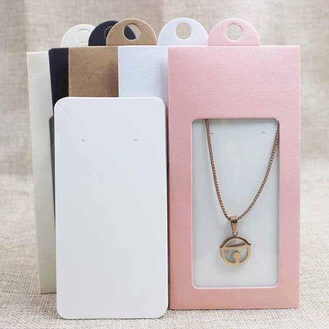 30PCS color cardboard jewelry  display window hanger box -JW01678-Veeddydropshipping