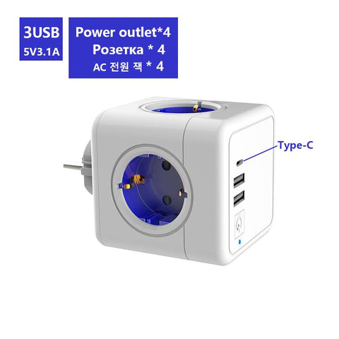 16A EU Plug Power Strip with USB 4 AC Outlets Type C Charging Ports 5V -CE00120-Veeddydropshipping
