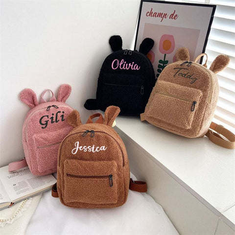 Toddler Backpack Lightweight Plush Bear Preschool Bag Kids Custom Name-BS00006-Veeddydropshipping