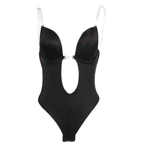 Women Sexy U Plunge Backless Bodysuit-WF00921-Veeddydropshipping