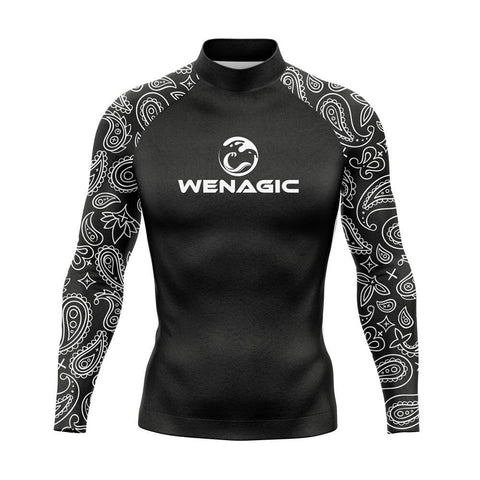 New Men Rash Guard Long Sleeves Surf Diving Swimwear Quick Dry Sunscreen Beach -OS00229-Veeddydropshipping