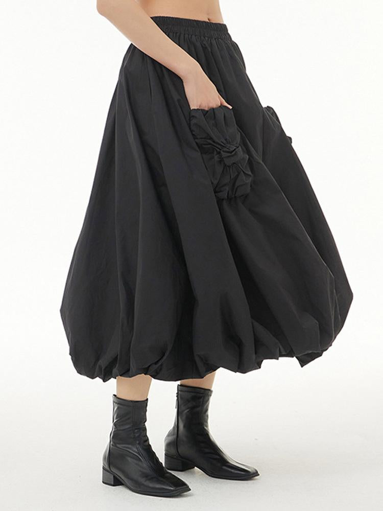 High Elastic Waist Pocket Casual Half-body Skirt-WF00450-Veeddydropshipping