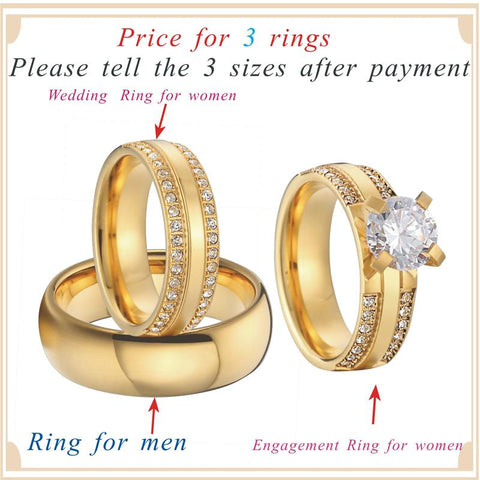 Wedding Set Lovers Alliance Big Stone Engagement Ring  -JW00419-Veeddydropshipping