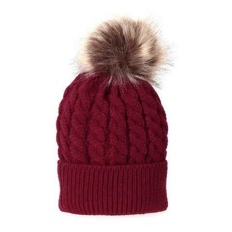 Hats For Baby and Mom Winter Warm Raccoon Fur Hats Daughter-TB00455-Veeddydropshipping