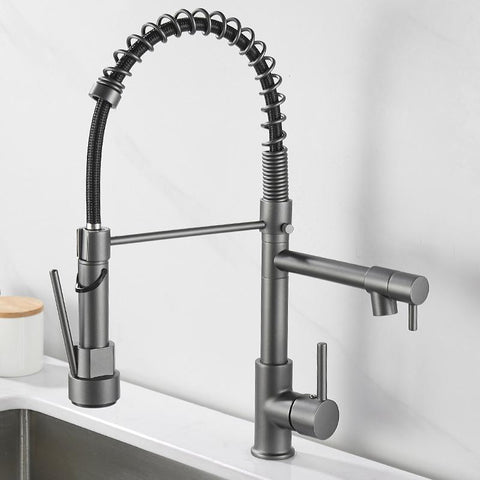 Kitchen sink copper pull kitchen faucet double-TI00607-Veeddydropshipping