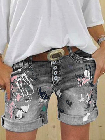 Women jeans high-waisted denim shorts-WF00476-Veeddydropshipping