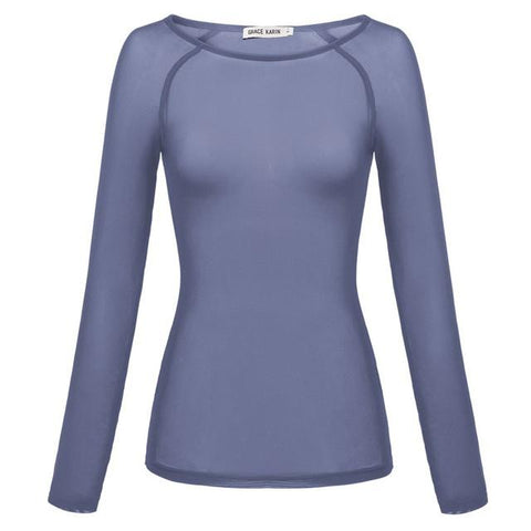 T-shirt For Women Sexy Mesh See-Through Long Sleeve-WF00314-Veeddydropshipping