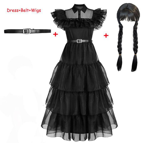 Wednesday Addams Cosplay Girl Costume 2023 New Vestidos For Kids-TB00865-Veeddydropshipping