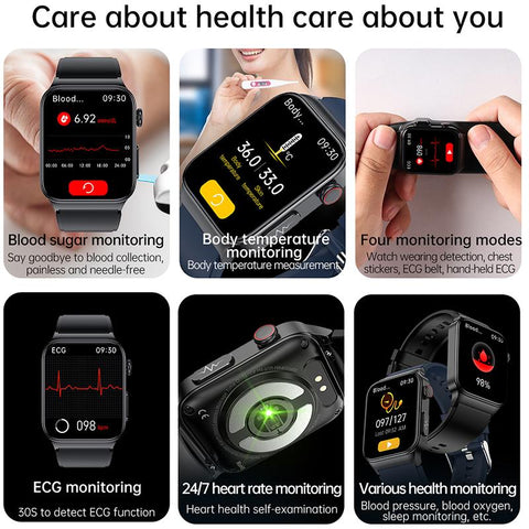 2023 Blood Glucose Smart Watch Men Health ECG Monitor Blood -CE00556-Veeddydropshipping