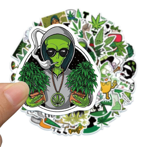 10/30/50PCS Hemp Leaf Stickers Laptop Skateboard Guitar Luggage DIY Bike Cool-TB01625-Veeddydropshipping