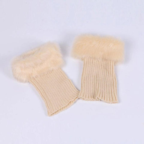 Women Crochet Faux Fur Trim Leg Boot Socks-WF01241-Veeddydropshipping
