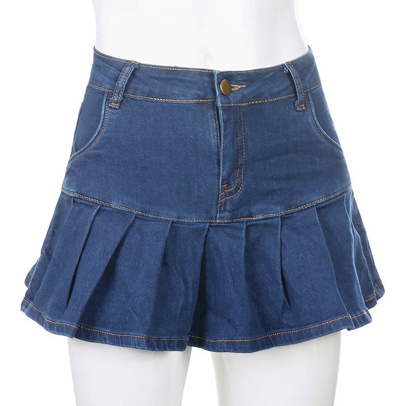 Women Jeans High Waist Pleated Skirts-Veeddydropshipping