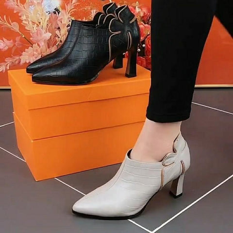Heels Ankle Boots Sexy Black Thin Heels Design-BS01050-Veeddydropshipping