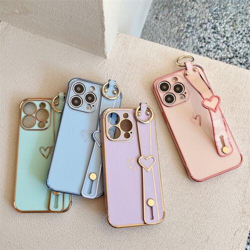 Heart Wrist Strap Stand Silicone Case Cover For iPhone 14 11 12 13 Pro Max XR 8-PA00142-Veeddydropshipping