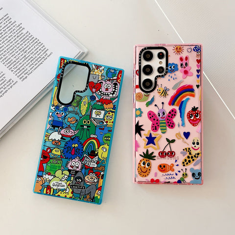 for Samsung Galaxy S22 Ultra S21 S20 S22  Plus S23 Ultra Soft TPU Cute Graffiti  labels-PA00229-Veeddydropshipping