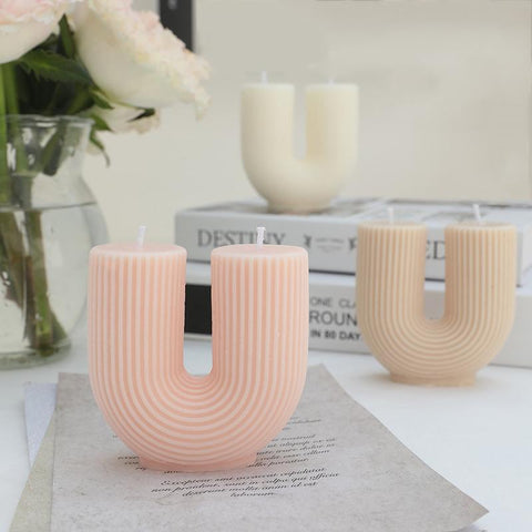 Home decorative U-Shaped geometric scented candles-HA00378-Veeddydropshipping