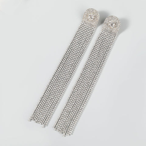 Trend Sparkling Rhinestone Tassel Claw Chain Women  Earrings Dinner Party -JW01430-Veeddydropshipping
