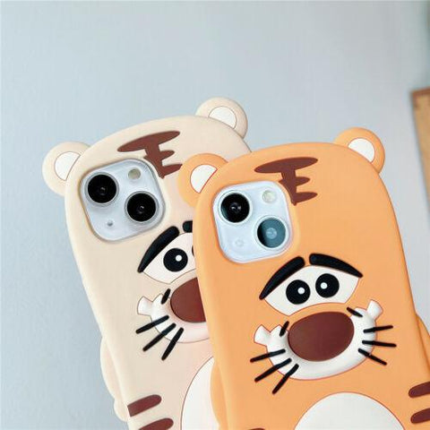 For iPhone 13 Pro Max 12 11 XS XR X 8 7 Case Cartoon 3D Tiger Shockproof Cover-PA00166-Veeddydropshipping