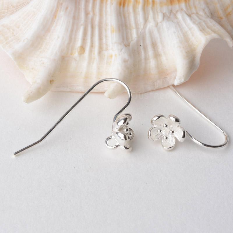 925 Sterling Silver Earring Hooks flower Shaped for Making, diy