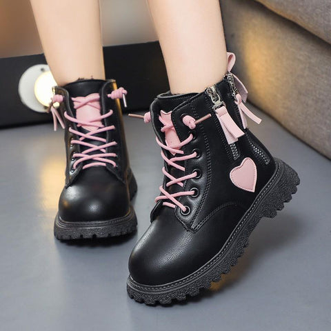 Girls Ankle Boots 2023 New Autumn and Winter Fashion Double Zip Beautiful-TB00130-Veeddydropshipping