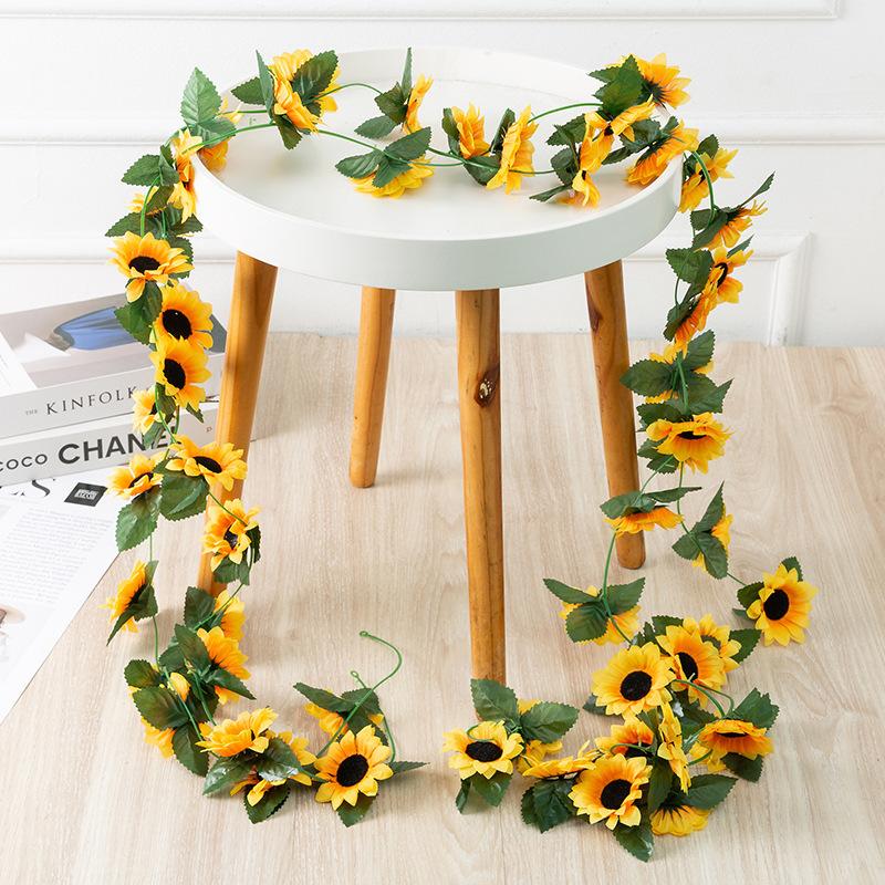 Sunflower Artificial Flowers Vine Fake Wedding Decoration-HA00720-Veeddydropshipping