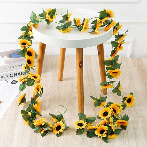 Sunflower Artificial Flowers Vine Fake Wedding Decoration-HA00720-Veeddydropshipping