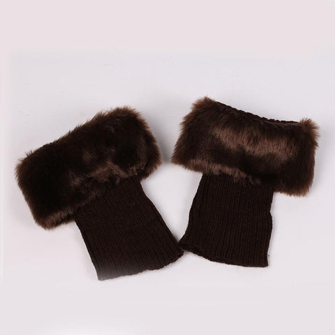 Women Crochet Faux Fur Trim Leg Boot Socks-WF01241-Veeddydropshipping