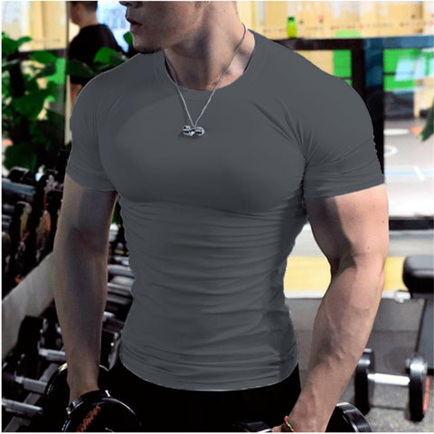 Summer Short Sleeve Fitness T-shirt Running Sports Fitness Muscle T-shirt Plus Size-Veeddydropshipping