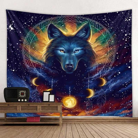 Fantasy wolf tapestry wall hanging room decoration-HA00224-Veeddydropshipping
