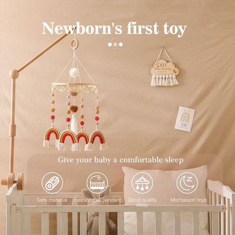 Baby Toys Wooden Rattles Nordic Style Rainbow Infant Crib Mobile Bed Bell-TB00504-Veeddydropshipping