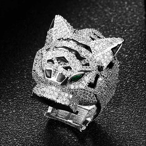 jewelry Silver plated color leopard animal finger rings -JW00394-Veeddydropshipping
