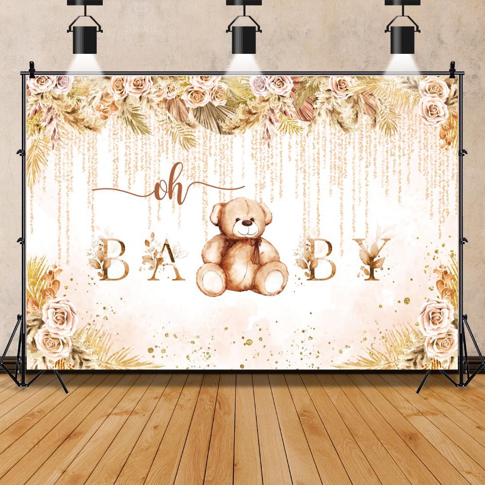Kid Backdrops For Photography Teddy Bear Baby Shower Customized Poster Birthday-CE00339-Veeddydropshipping