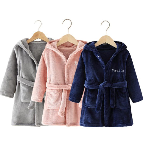 Cartoon Bathrobe For Children Flannel Long Sleeve Hooded Kids-TB01055-Veeddydropshipping