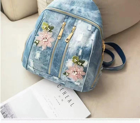 backpack wask cowboy backpack for college women Denim Backpack-BS00015-Veeddydropshipping