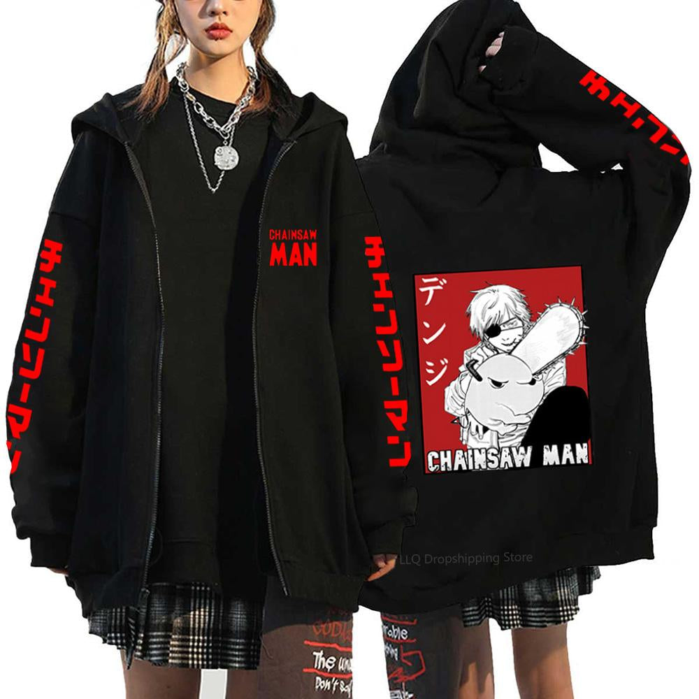 Anime Chainsaw Man Sweatshirts Denji Hooded Hoodies Makima Zipper Jacket-TB01338-Veeddydropshipping
