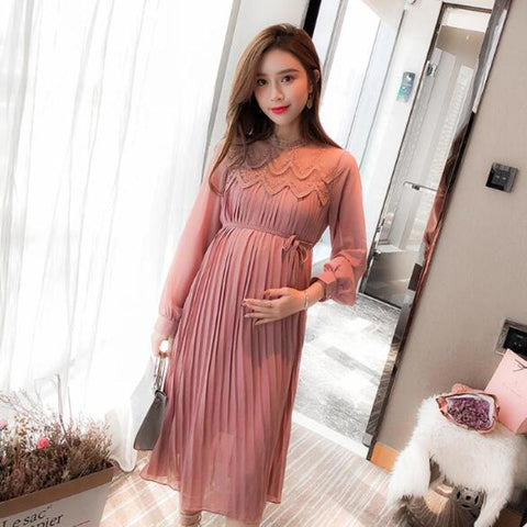 Chiffon Dresses Maternity Clothes For Pregnant Women Long Sleeve-TB00599-Veeddydropshipping