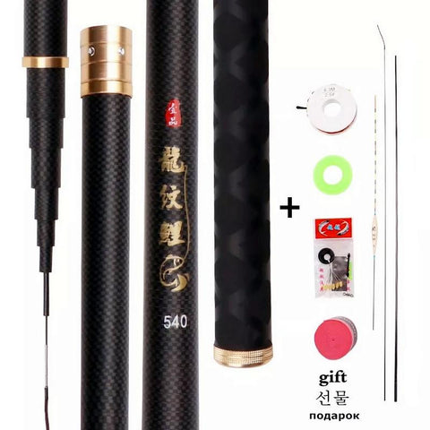 Super Light Hard Fishing Rod 98% High Carbon Fiber Telescopic Black Handle-OS00614-Veeddydropshipping