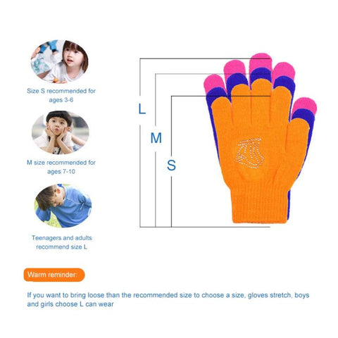1 Pair Children Gloves Non-slip Rubber Winter Warm Stretch Gloves Boys Girls-OS00833-Veeddydropshipping