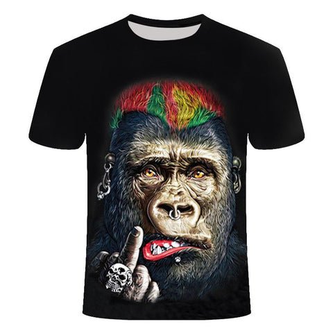 Short Sleeve Street Casual Top Fun Animal Harajuku Large Men's T-shirt-Veeddydropshipping
