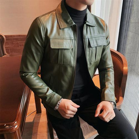Leather Jacket Korean Version of The Slim Handsome-MF01369-Veeddydropshipping