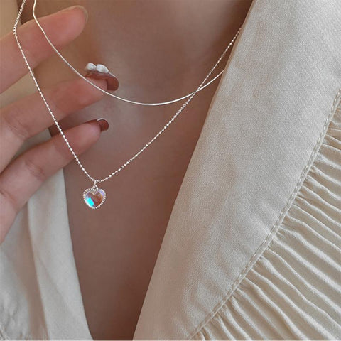 Love Pendant Necklace Geometric Simple Clavicle Chain Jewelry-JW01227-Veeddydropshipping