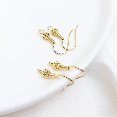20PCS  earrings DIY accessories hooks findings flower ball spring silver wholesale-JW01590-Veeddydropshipping