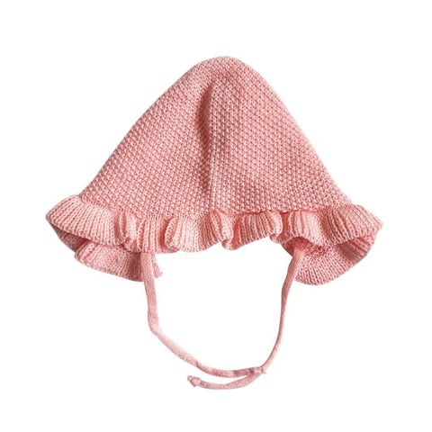 Spring Newborn Baby Hats Handmade Wool Ear Knitting Hats Monolayer Lotus-TB00464-Veeddydropshipping